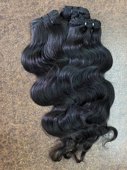 3 Bundle Deal Bodywave Hair With Frontal Unprocessed Raw Indian Temple Hair In Natural Color (Pack Of 3)