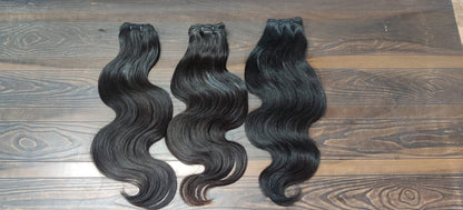 3 Bundle Deal Bodywave Hair With Frontal Unprocessed Raw Indian Temple Hair In Natural Color (Pack Of 3)