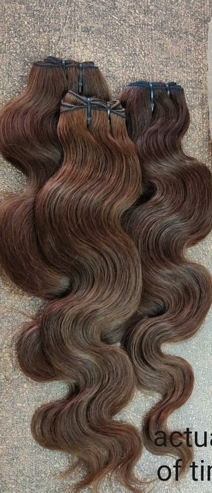 3 Bundle Deal Unprocessed Raw Indian Temple Hair In Body Wave Human Hair (Pack Of 3)