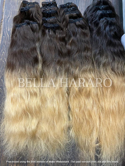 3 Bundle Deal Raw Unprocessed Wavy Human Hair In Blonde Highlight Color (Pack Of 3 Bundles )