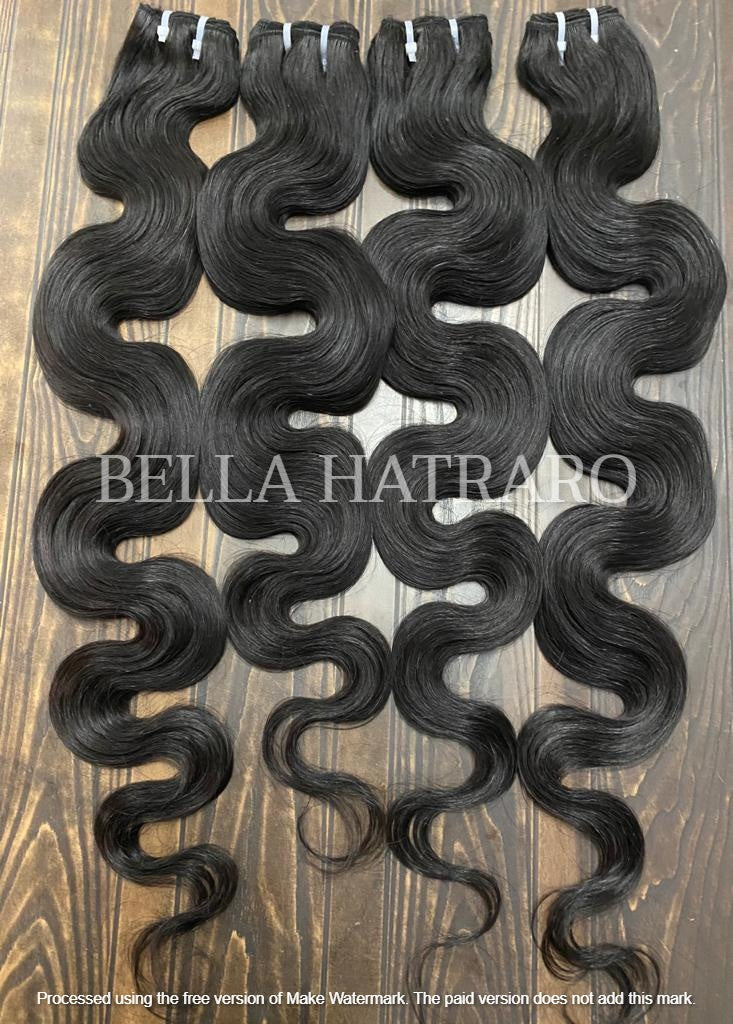 4 Bundle Deal Unprocessed Raw Indian Temple Hair In Body Wave Human Hair (Pack Of 4)