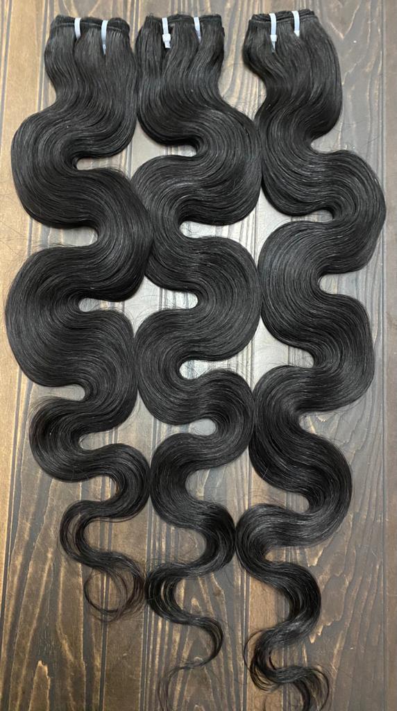 3 Bundle Deal Unprocessed Raw Indian Temple Hair In Body Wave Human Hair (Pack Of 3)