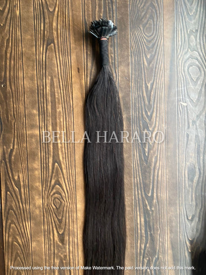 Keratin Fusion Tips Straight Classic Flat Tip Virgin Raw Unprocessed Temple Human Hair Extensions Natural Brown Color Pack Of 1