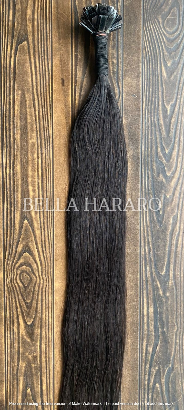 Keratin Fusion Tips Straight Classic Flat Tip Virgin Raw Unprocessed Temple Human Hair Extensions Natural Brown Color Pack Of 1