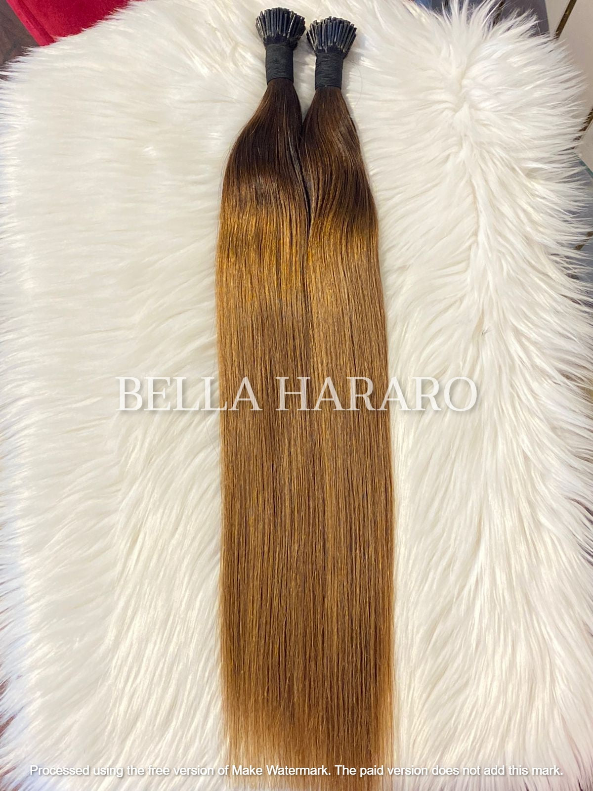 Keratin Fusion I Tip Virgin Raw Unprocessed Temple Human Hair Extensions In Ombre 4/27 Color Pack Of 1