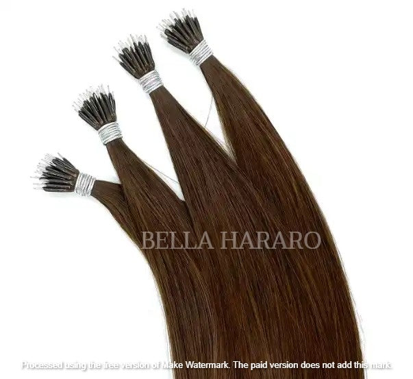 Keratin Fusion Tips Straight Classic Nano Tip Virgin Raw Unprocessed Temple Human Hair Extensions #4 Brown Color Pack Of 1