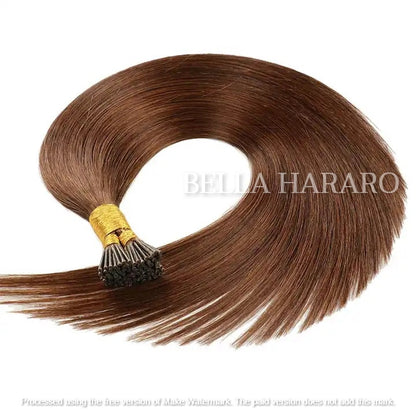 Keratin Fusion Tips Straight Classic I Tip Virgin Raw Unprocessed Temple Human Hair Extensions #5 Brown Color Pack Of 1