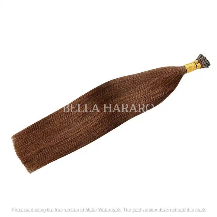 Keratin Fusion Tips Straight Classic I Tip Virgin Raw Unprocessed Temple Human Hair Extensions #5 Brown Color Pack Of 1