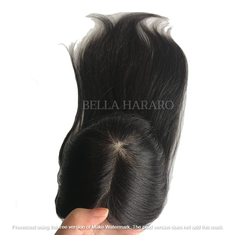 5x5 Silk Base Hair Toppers for Women Straight Hair Crown Topper Extensions for Hair (Natural Color)