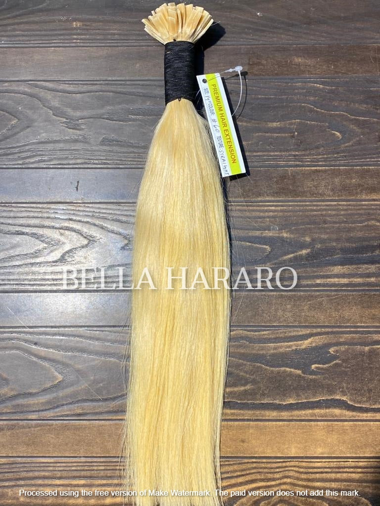 Keratin Fusion I Tip, U Tip, Nano Tip, Flat Tip Virgin Raw Unprocessed Temple Human Hair Extensions In Blonde Color Pack Of 1