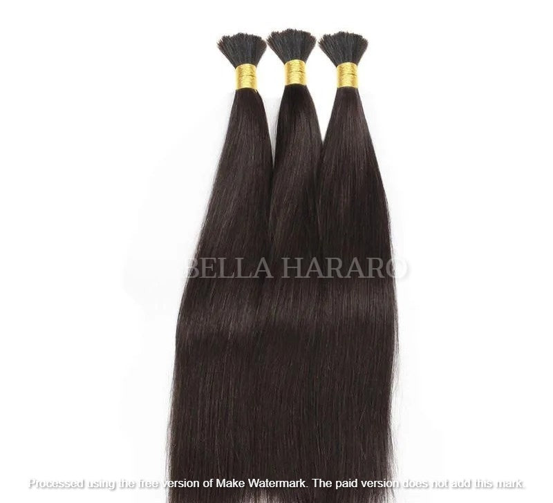 3 Bundles Deal Raw Unprocessed Temple Straight Bulk Hair In Natural Black Color (Pack Of 3)