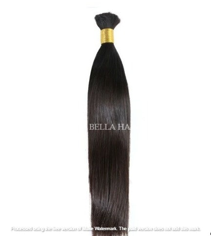 Straight Raw Unprocessed Temple Bulk Hair In Natural Black Color (Pack Of 1)