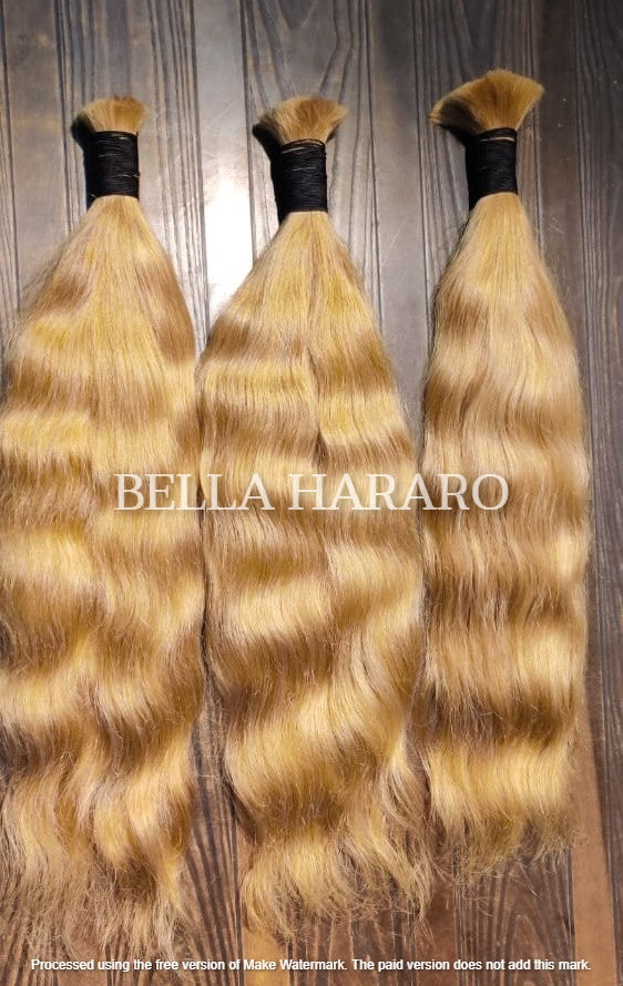 3 Bundles Deal Raw Unprocessed Temple Natural Wavy Bulk Hair In #27 Color (Pack Of 3)