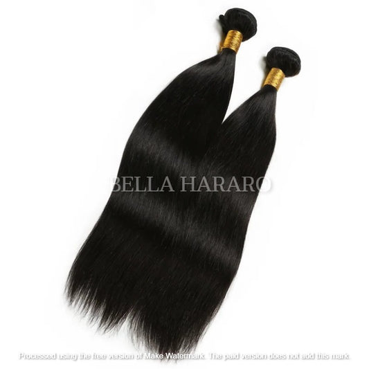 Raw Unprocessed Indian Weft Single Drawn Straight Human Hair In Natural Color (Pack Of 2 Bundles)