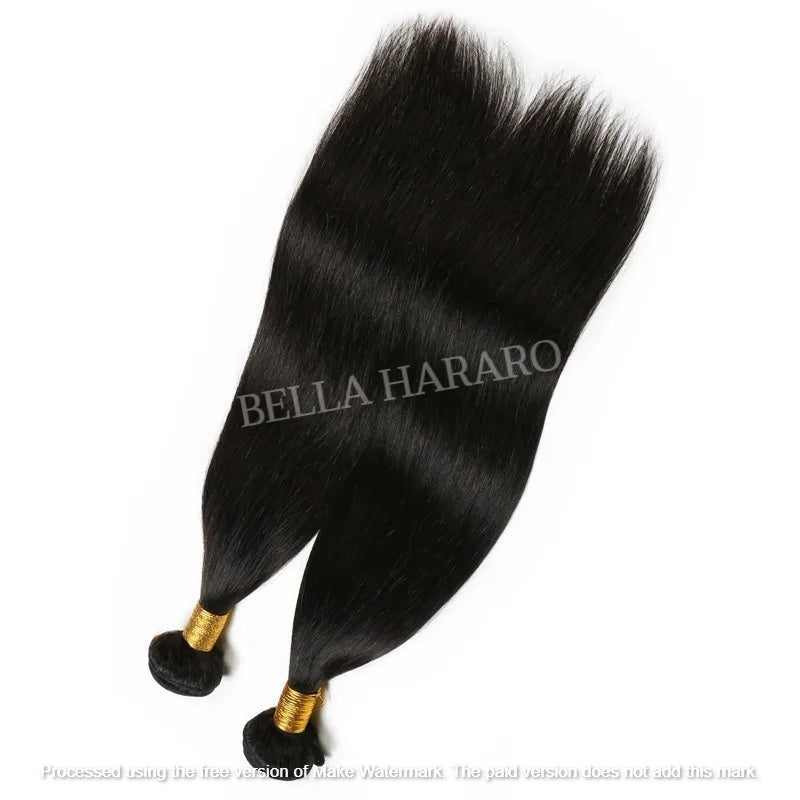 Raw Unprocessed Indian Weft Single Drawn Straight Human Hair In Natural Color (Pack Of 2 Bundles)