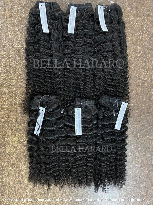 6 Bundle Deal Weft Double Drawn Kinky Curly Human Hair In Natural Color (Pack Of 6 Bundle)