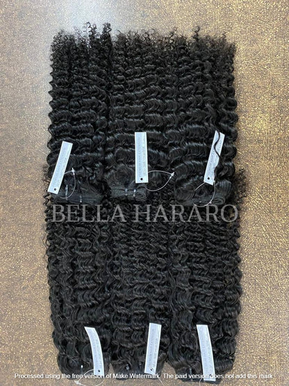 6 Bundle Deal Weft Double Drawn Kinky Curly Human Hair In Natural Color (Pack Of 6 Bundle)