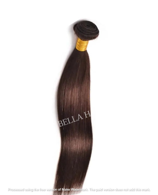 Straight Double Drawn Human Hair In #4 Brown Color (Pack Of 1 Bundle)