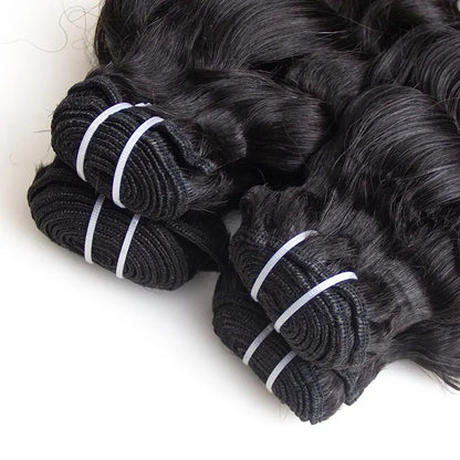 1 Bundle Deal Weft Single Drawn Deep Wave Human Hair In Natural Black Color (Pack Of 1 Bundle)