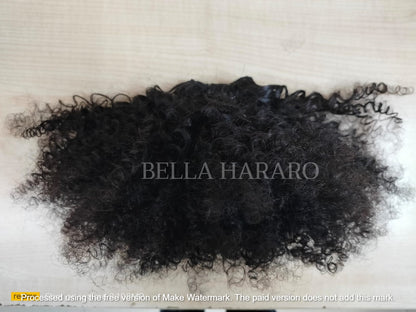 Raw Unprocessed Indian Hair Weft  In Single Drawn Afro Curly Texture  In Natural Black Color (Pack Of 1 Bundle)