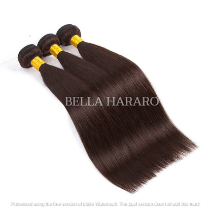 3 Bundle Deal Raw Unprocessed Straight Human Hair #2 Brown Color (Pack Of 3)