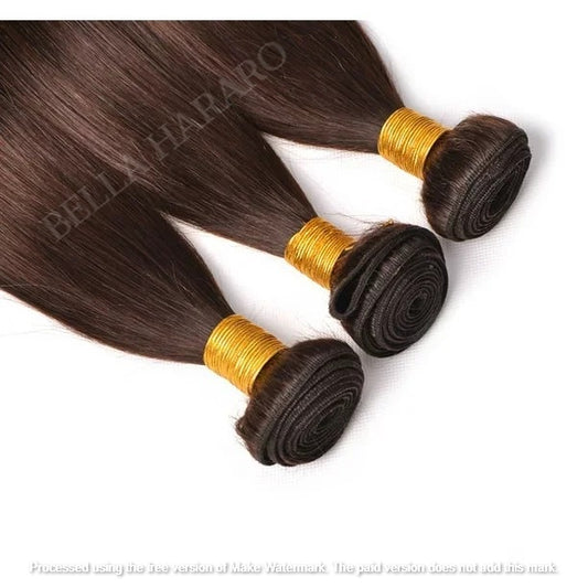 3 Bundle Deal Weft Double Drawn Straight Human Hair In #4 Brown Color (Pack Of 3 Bundle)