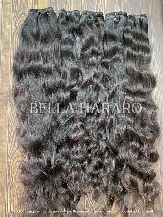 5 Bundle Deal Weft Single Drawn Wavy Human Hair In Natural Black Color (Pack Of 5 Bundles)