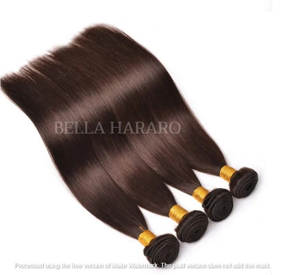 4 Bundle Deal Weft Double Drawn Straight Human Hair In #4 Brown Color (Pack Of 4 Bundles)