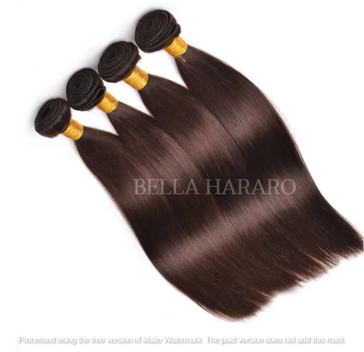 4 Bundle Deal Weft Double Drawn Straight Human Hair In #4 Brown Color (Pack Of 4 Bundles)