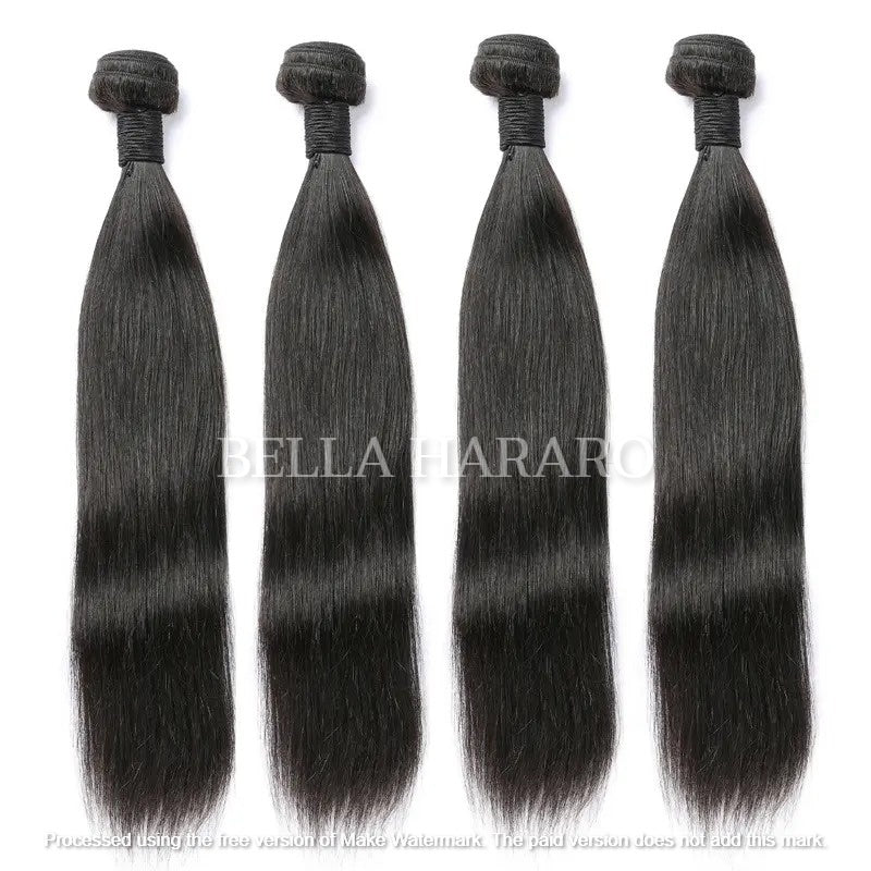 4 Bundle Deal Weft Single Drawn Straight Human Hair In Natural Black Color (Pack Of 4 Bundles)