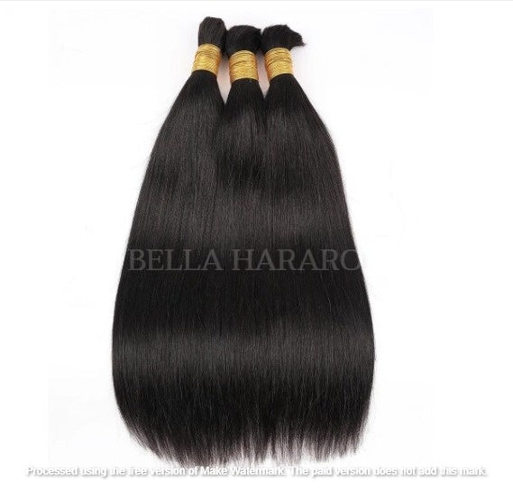 3 Bundle Deal Bulk Double Drawn Straight Human Hair In Natural Black Color (Pack Of 3 Bundle)