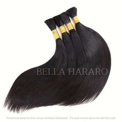 4 Bundle Deal Bulk Single Drawn Straight Human Hair In Natural Black Color (Pack Of 4 Bundle)