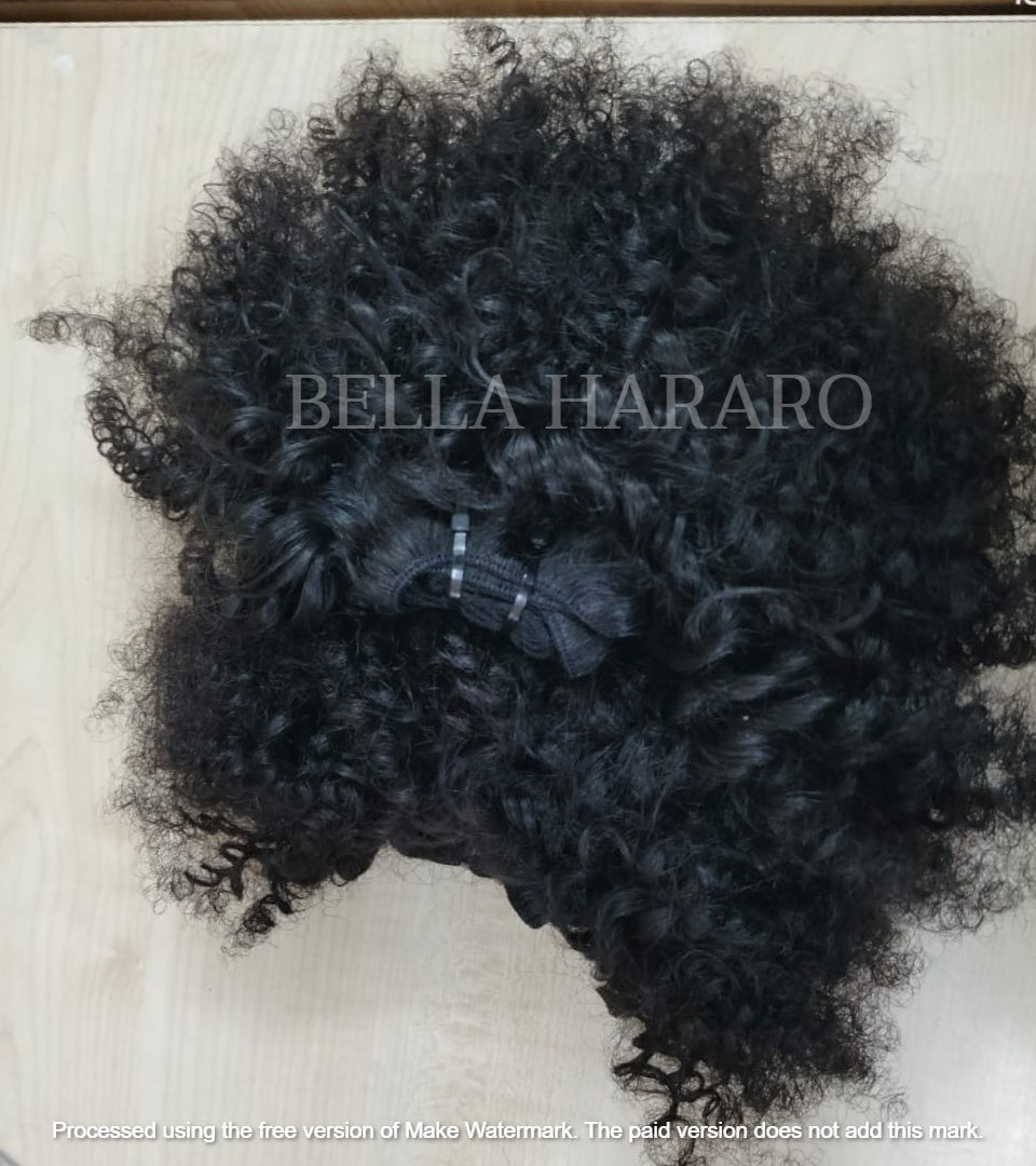 2 Bundles Deal Weft Single Drawn Afro Curly Human Hair In Natural Black And Brown Color (Pack Of 2 Bundles)