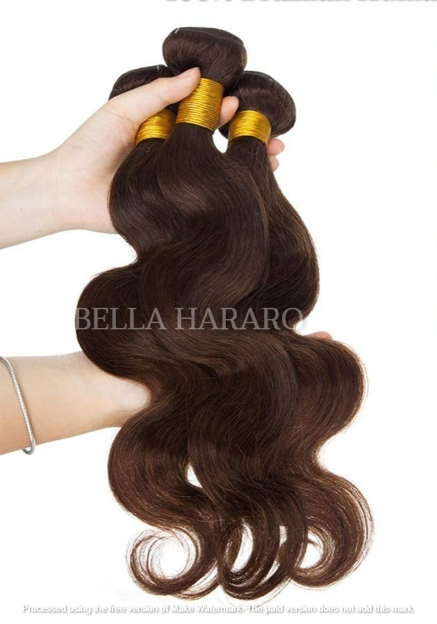 3 Bundle Deal Unprocessed Raw Indian Temple Body Wave Human Hair In #2 Brown Color (Pack Of 3)