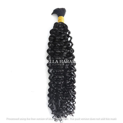 Loose Curly Raw Unprocessed Temple Bulk Hair In Natural Black Color (Pack Of 1)