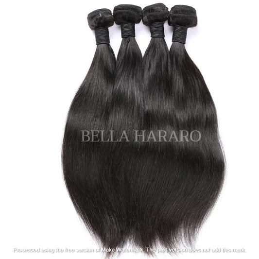 4 Bundle Deal Weft Single Drawn Straight Human Hair In Natural Black Color (Pack Of 4 Bundles)