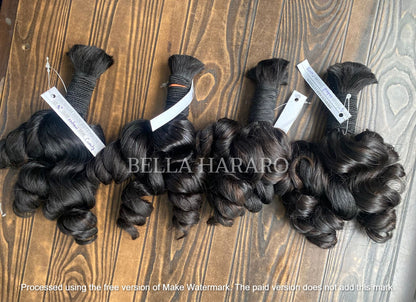 4 Bundle Deal Bulk Single Drawn Deep Curly Human Hair In Natural Black Color (Pack Of 4 Bundle)