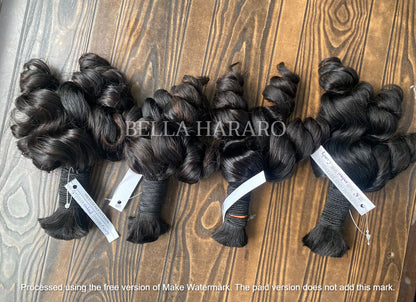 4 Bundle Deal Bulk Single Drawn Deep Curly Human Hair In Natural Black Color (Pack Of 4 Bundle)