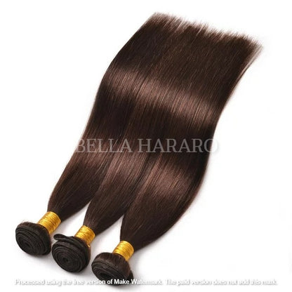 3 Bundle Deal Weft Double Drawn Straight Human Hair In #4 Brown Color (Pack Of 3 Bundle)