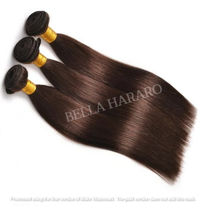 3 Bundle Deal Weft Double Drawn Straight Human Hair In #4 Brown Color (Pack Of 3 Bundle)