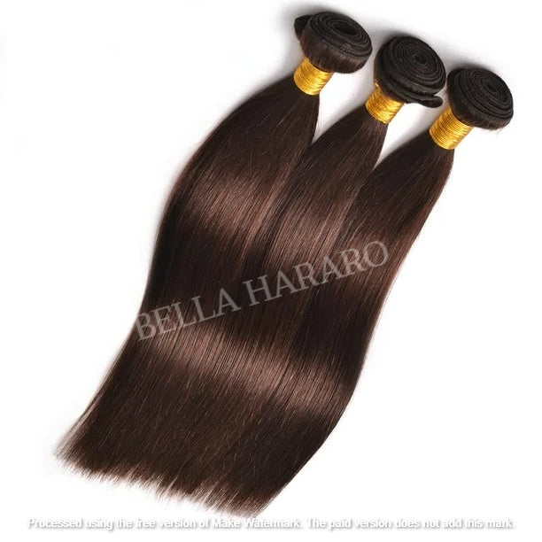 3 Bundle Deal Weft Double Drawn Straight Human Hair In #4 Brown Color (Pack Of 3 Bundle)