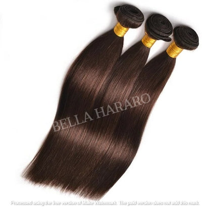 3 Bundle Deal Weft Double Drawn Straight Human Hair In #4 Brown Color (Pack Of 3 Bundle)