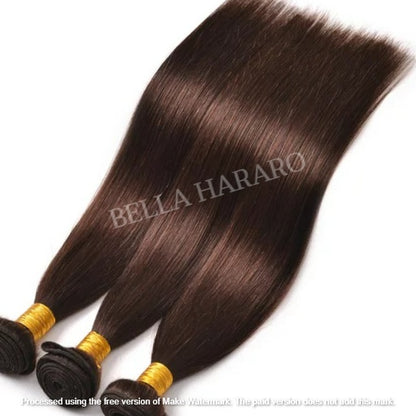 3 Bundle Deal Weft Double Drawn Straight Human Hair In #4 Brown Color (Pack Of 3 Bundle)