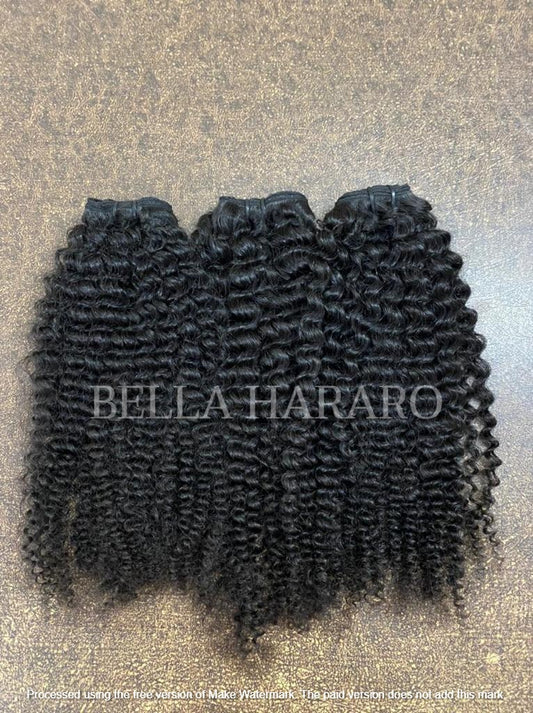 3 Bundle Deal Weft Single Drawn Kinky Curly Human Hair In Natural Color (Pack Of 3 Bundle)