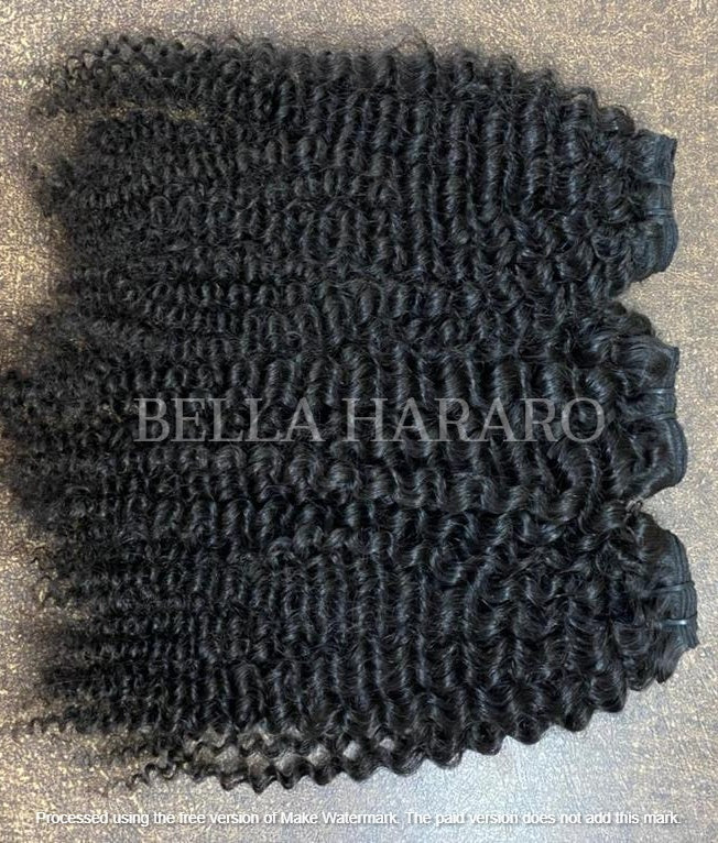 3 Bundle Deal Weft Single Drawn Kinky Curly Human Hair In Natural Color (Pack Of 3 Bundle)