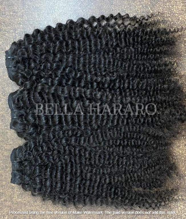 3 Bundle Deal Weft Single Drawn Kinky Curly Human Hair In Natural Color (Pack Of 3 Bundle)