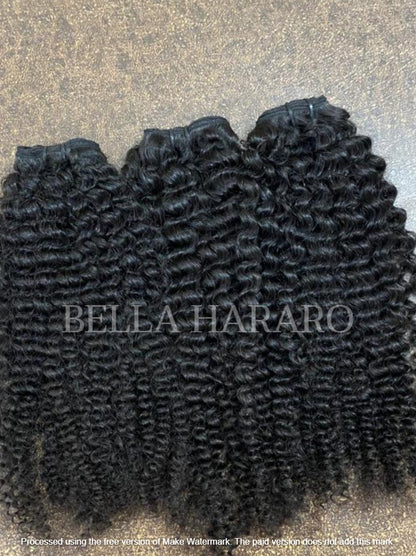 3 Bundle Deal Weft Single Drawn Kinky Curly Human Hair In Natural Color (Pack Of 3 Bundle)