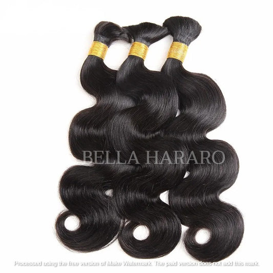 3 Bundle Deal Bulk Single Drawn Bodywave Human Hair In Natural Black Color (Pack Of 3 Bundle)