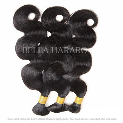 3 Bundle Deal Bulk Single Drawn Bodywave Human Hair In Natural Black Color (Pack Of 3 Bundle)