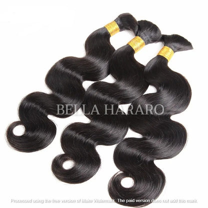 3 Bundle Deal Bulk Single Drawn Bodywave Human Hair In Natural Black Color (Pack Of 3 Bundle)